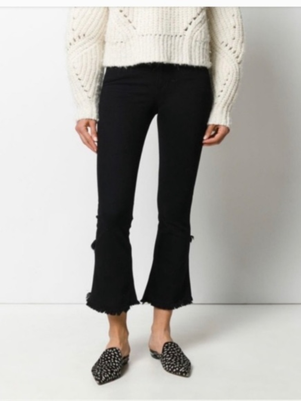 NWOT Citizens of Humanity Drew Fray Hem High Rise Crop Flare Jeans Black 26